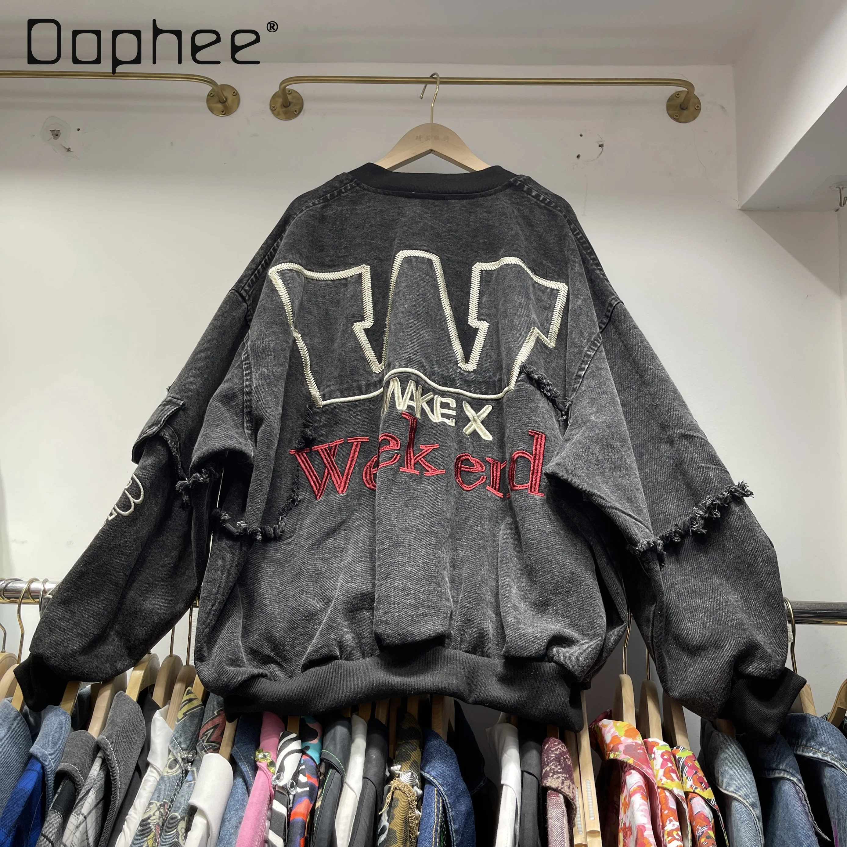 

Denim Jacket for Women 2025 Spring and Autumn New Heavy Embroidered Letter Loose Fashion Versatile Top Coats