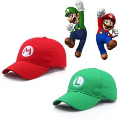 Super Mario czapka z daszkiem haft Logo daszek Mario bracia kreskówka Anime z postacią z gry czapka Cosplay kapelusz urodziny prezenty