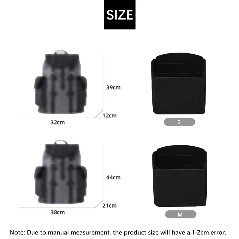 EverToner New Felt Handbag Insert Organizer For L Brand Christopher backpack Large Capacity Makeup Storage Bag Inner Liner
