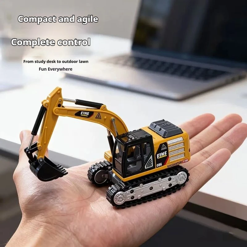 

1/64 full-scale mini alloy excavator forklift, 1:64 remote control car, electric engineering vehicle model, boy's gift