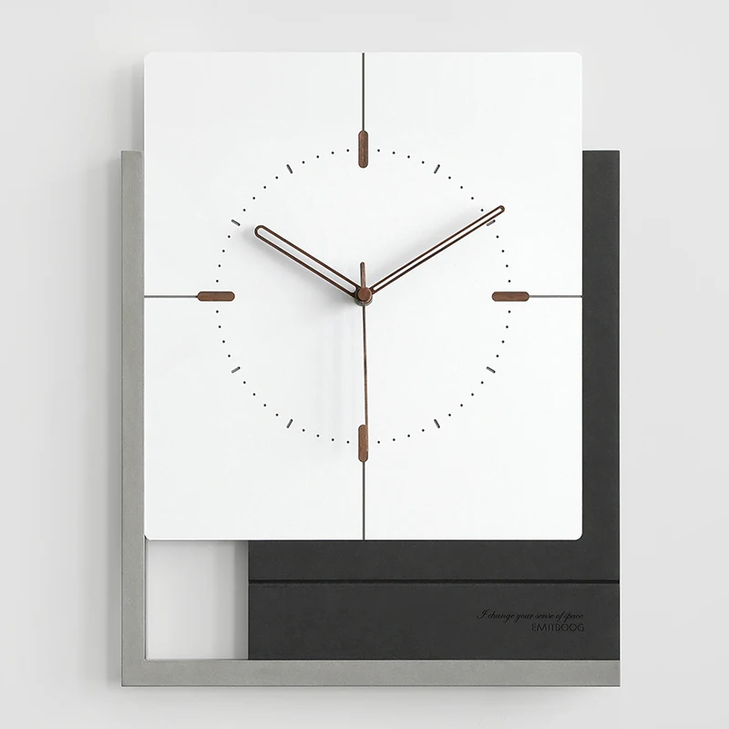 Punch-Free Square Wall Clock Living Room Nordic Light Luxury Clock Wall-Mounted Modern Simple Personality