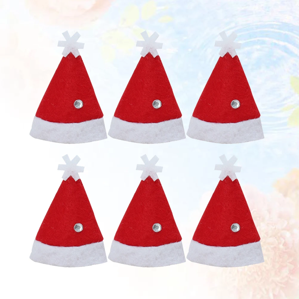 

12pcs Mini Christmas Caps Lollipop Hats Decors Nonwoven Candy Packing Hats Christmas Supplies for Home Shop Store(Random Style)