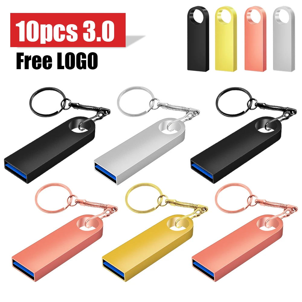 

10Pcs/lot USB 3.0 Flash Drive 128GB Pen Drive 8GB 16GB 32GB USB Stick 64GB Memory Flash Disk Free Logo Pendrive Gifts Key Chain