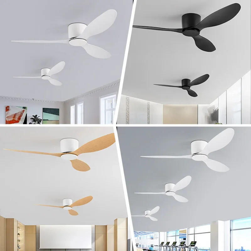 

Modern Led Ceiling Fan Without Lights DC Motor 6 Speeds Timing Fans Low Floor Loft Remote Control Fan With Lights