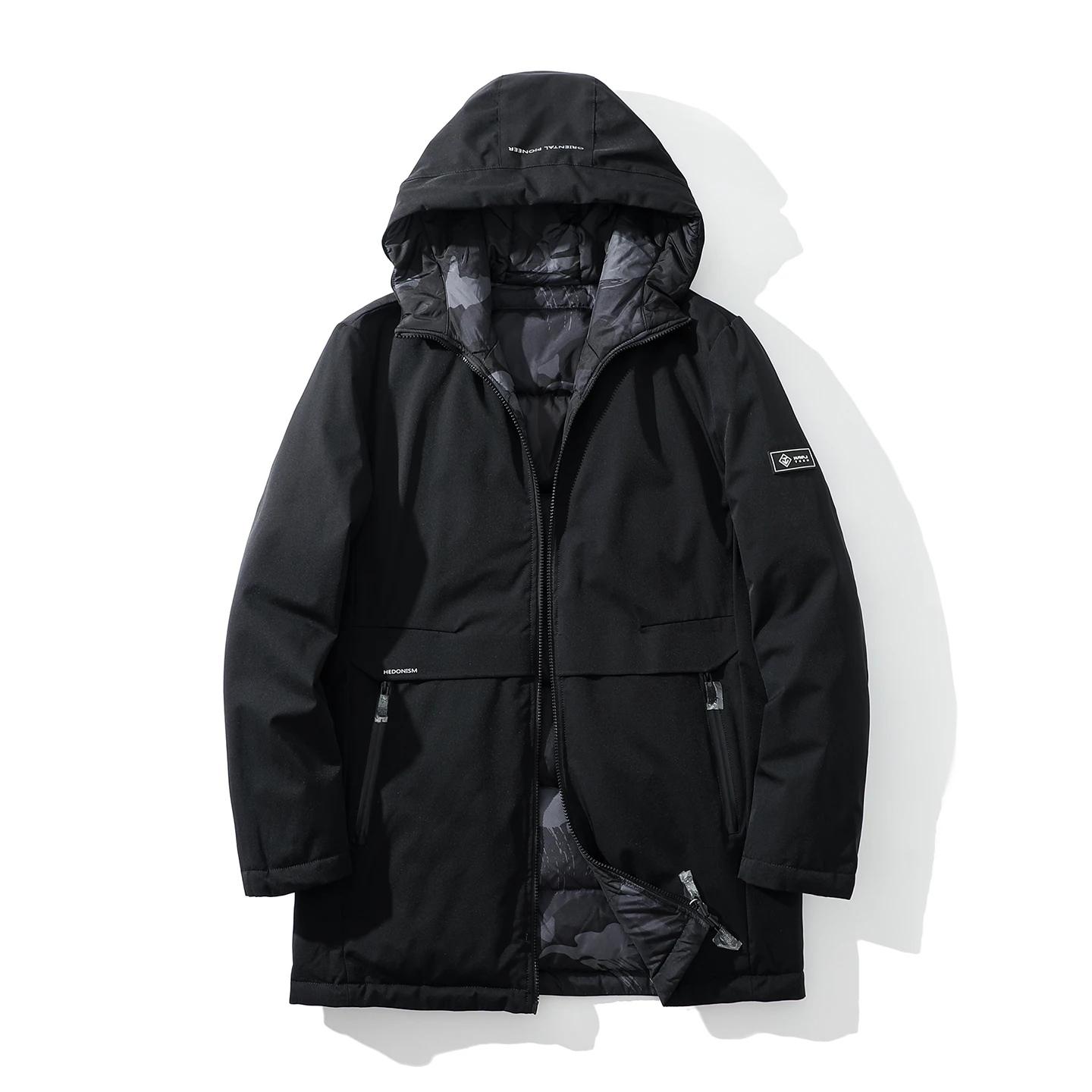 

High Fill Power! Double-Sided Wearable! Winter Thiened Warm Hooded down Jaet for Men Casual Sle Stand Fit Mid-Length