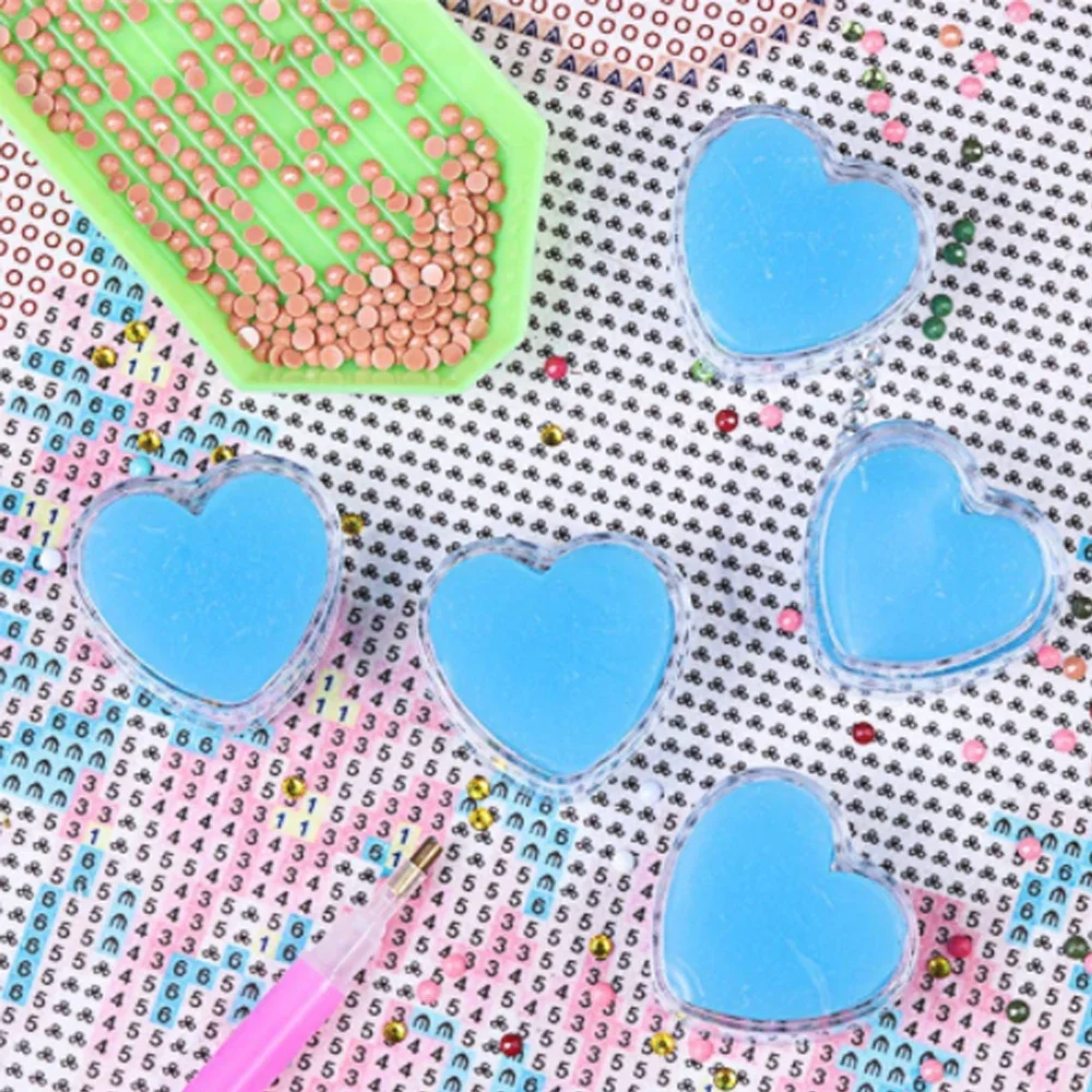 DIY Diamond Painting Tool Heart shaped Storage Box Dot Diamond Wax Mud Mosaic Embroidery Cross Stitch Accessories Tool