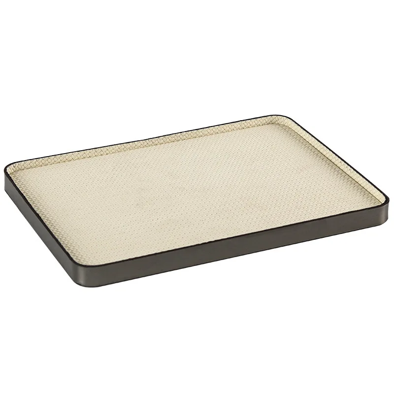 For Rectangular Woven Leather Tray, Light Luxury Home Decor for Living Room & Bedroom