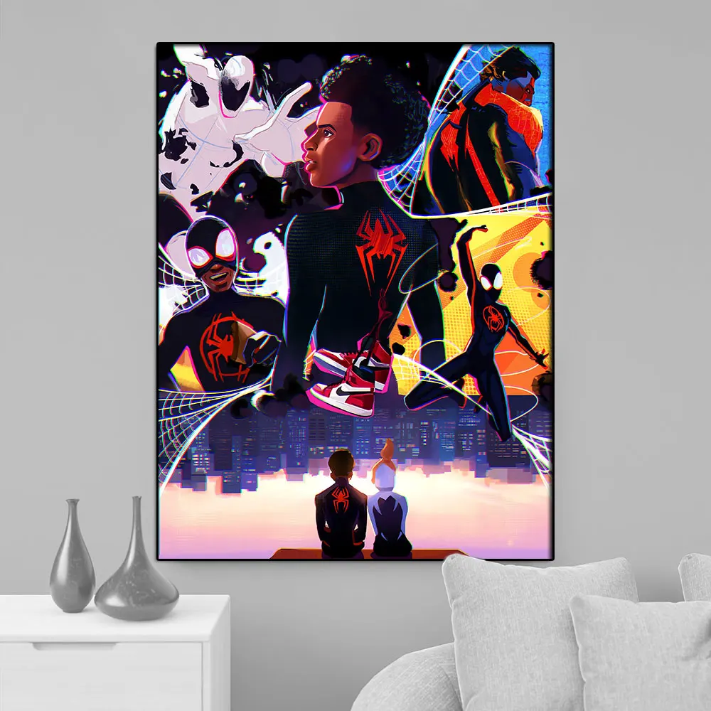 

Spider-Man: Avengers Miles Morales Spiderverse Posters And Print Movie Picture Film Canvas Painting Wall Art for Room Home Decor