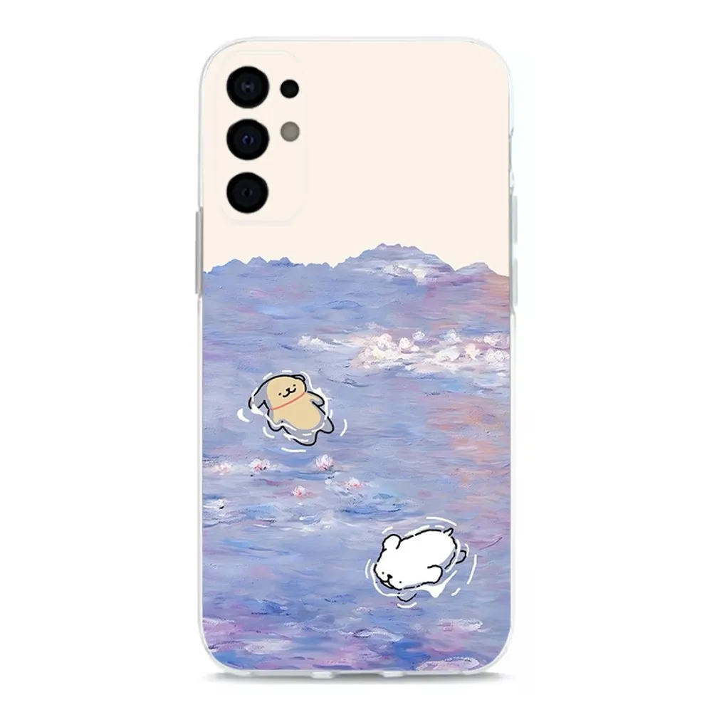 Korea line puppy Maltese Phone Case  For Samsung S30,S23,S21,S22,S20 Ultra,S20 FE lite,S10,S9,S8PIus Transparent Shell