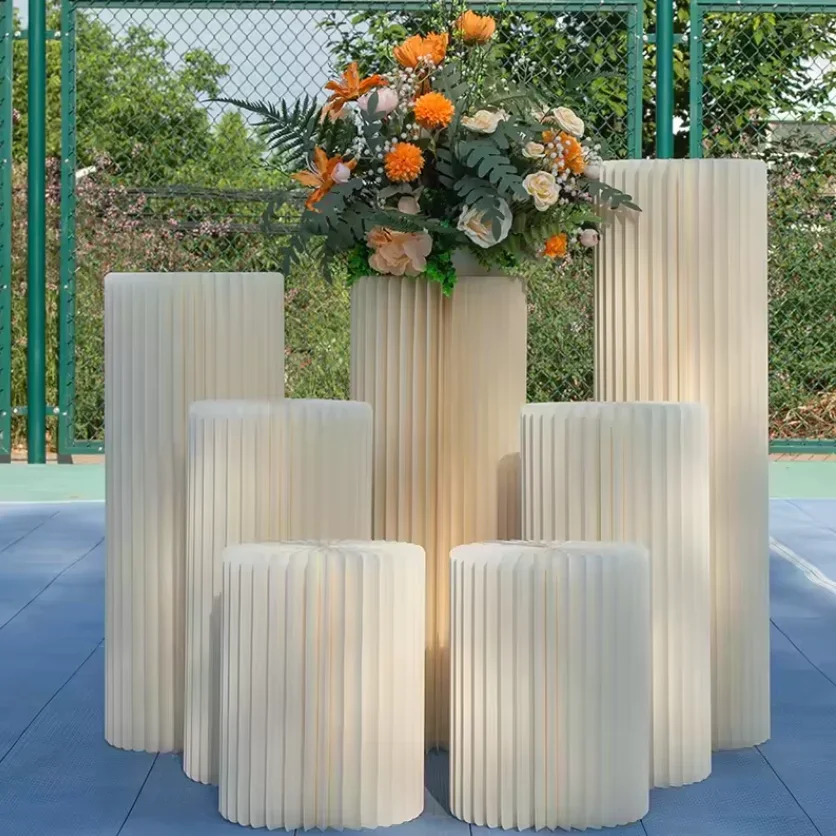 Mesa de postre plegable para boda, accesorios acrílicos para fiesta de cumpleaños, guía de camino de boda, columna romana de papel