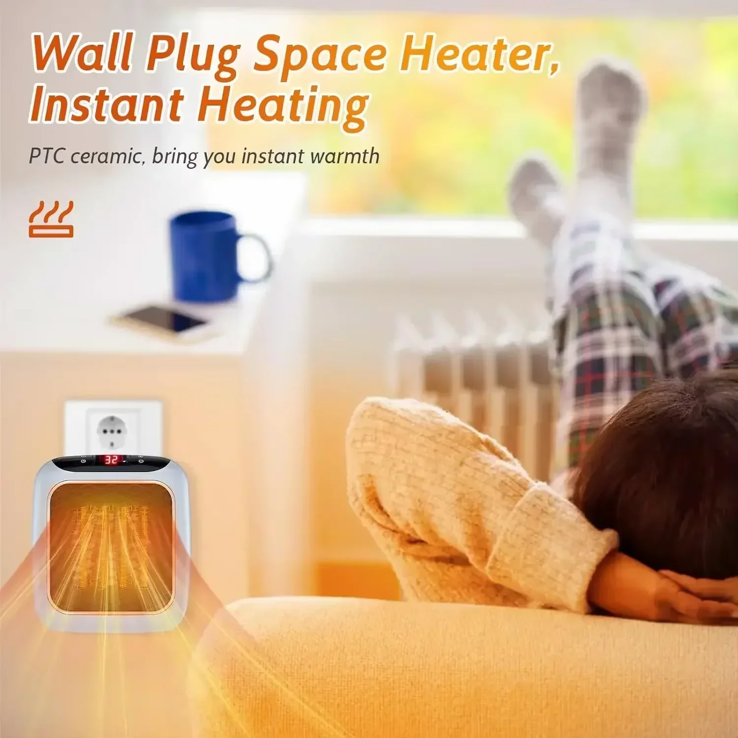EU/US 800W Mini Heater for Home Small Bathroom Heating Fans Wall Mounted PTC Ceramic with Remote Control Household