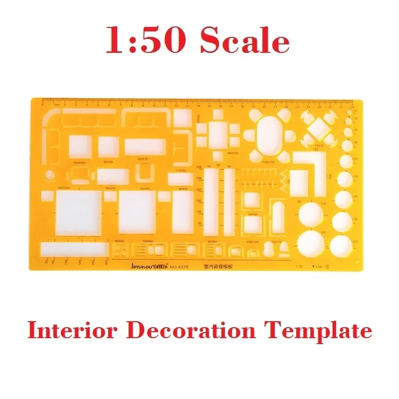 1:50 Schaal Architect Tekening Sjabloon Huis Plan Interieur Decoratie Meubels Building Bekisting Stencils Opstellen Gereedschap