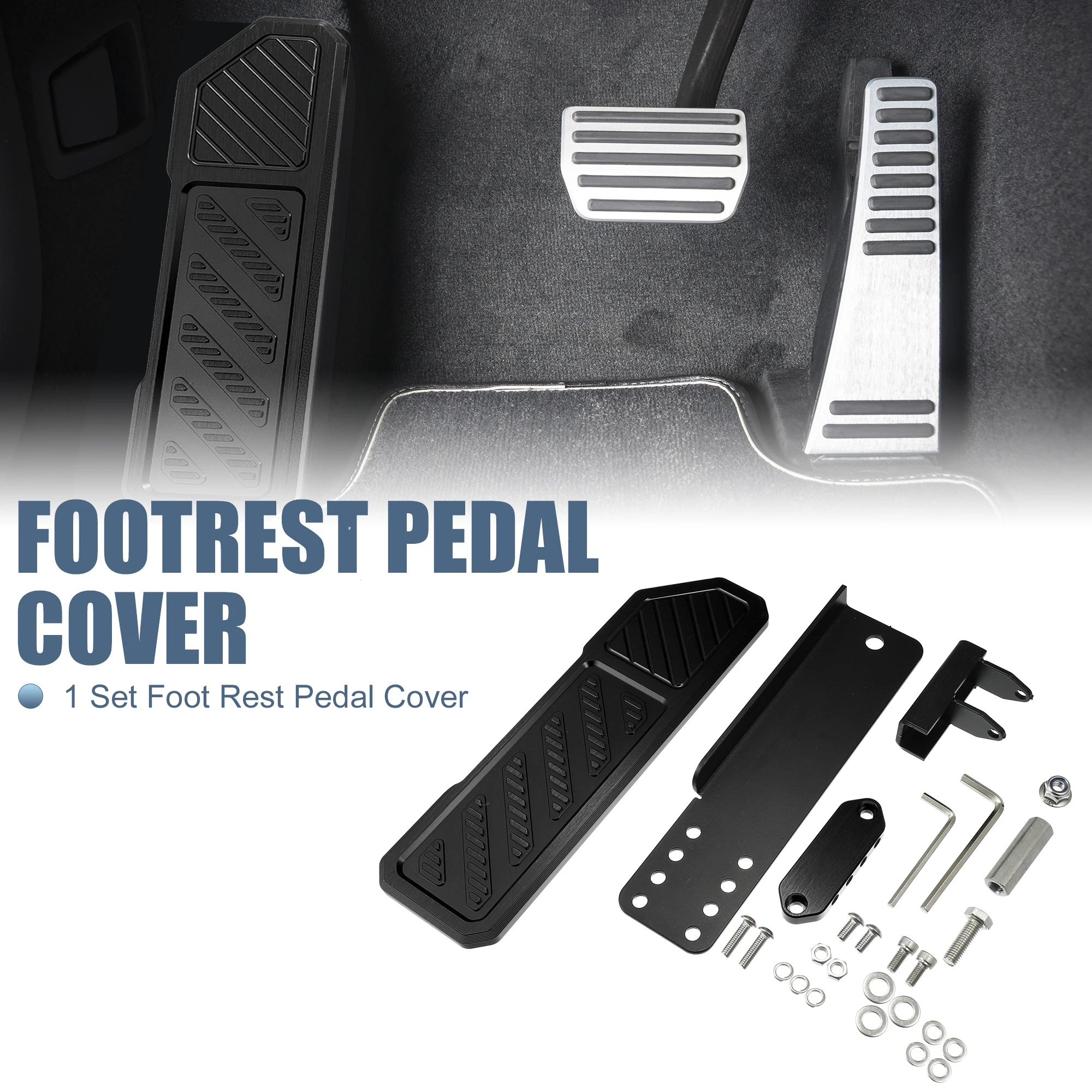 UXCELL 1 Set Foot Rest Pedal Cover for Jeep Wrangler 2018-2022 Aluminum Alloy Black