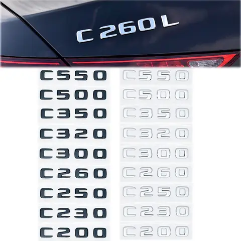 3D ABS Chrome Car Rear Trunk Emblem Badge Letters C180 C200 C220 C250 C300 C350 4MATIC Logo For Mercedes W205 W204 Accessories