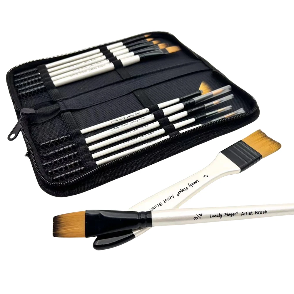 Imagem -05 - Art Paint Brush Kit Conjunto com Estojo de Transporte Aquarela Óleo Acrílico Modelo em Escala Pintura Facial 12 Pcs