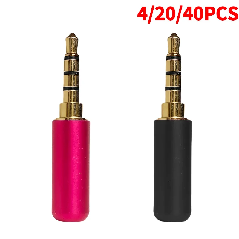

4/20/40PCS 3.5mm Stereo TRRS 4-Pole Solder Plugs – Gold Plated AUX Audio Connectors for DIY Headphone & Cable Repair