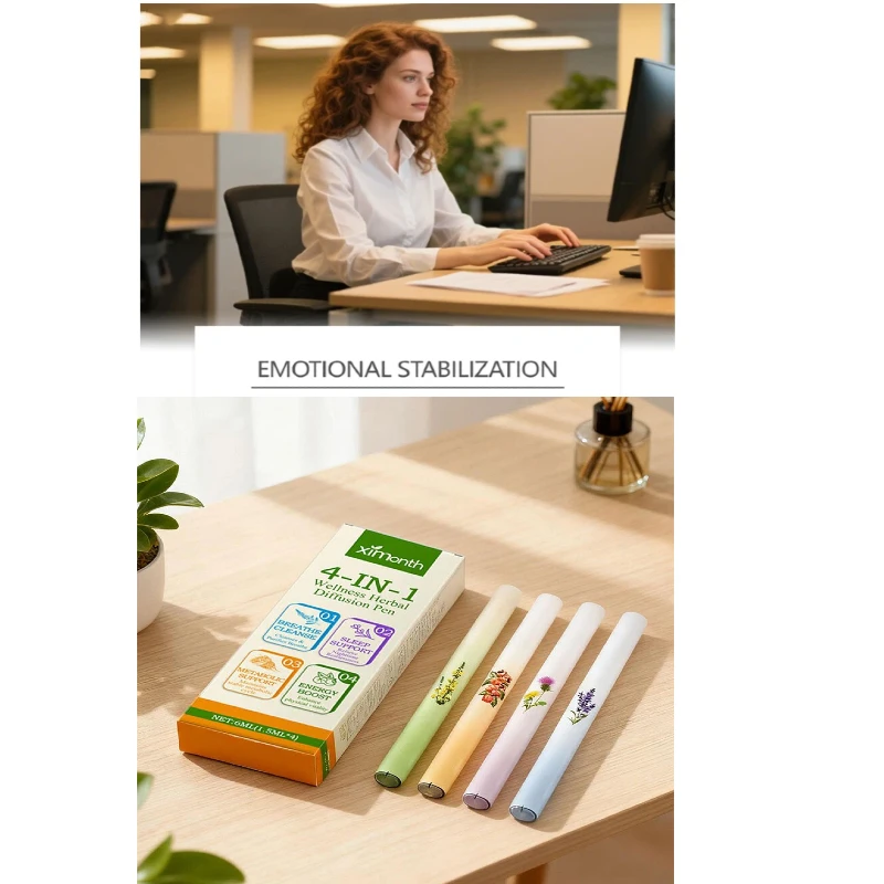 4-in-1 Wellness Herbal Diffusion Pen Herbals Combination Sticks Set Natural Aromatherapys Diffuser With Properties For Daily Use