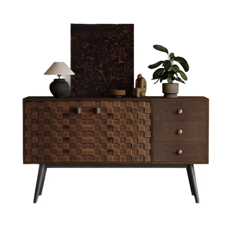 

wood bucket cabinet against the wall Storage designer Living room Household Nordic dining side cabinet Entry foyer