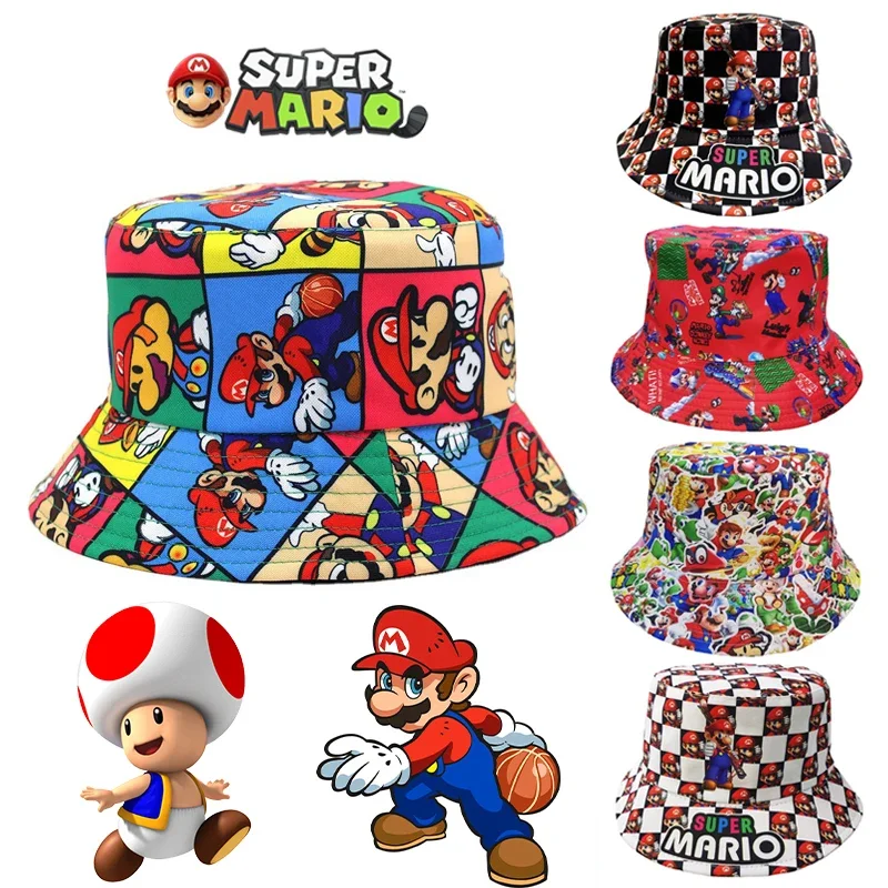 Super Mario Bros Anime Fisherman Hat Cute Cartoon Bucket Hat for Men Women Spring Summer Adult Casual Sun Cap Street Panama Hats