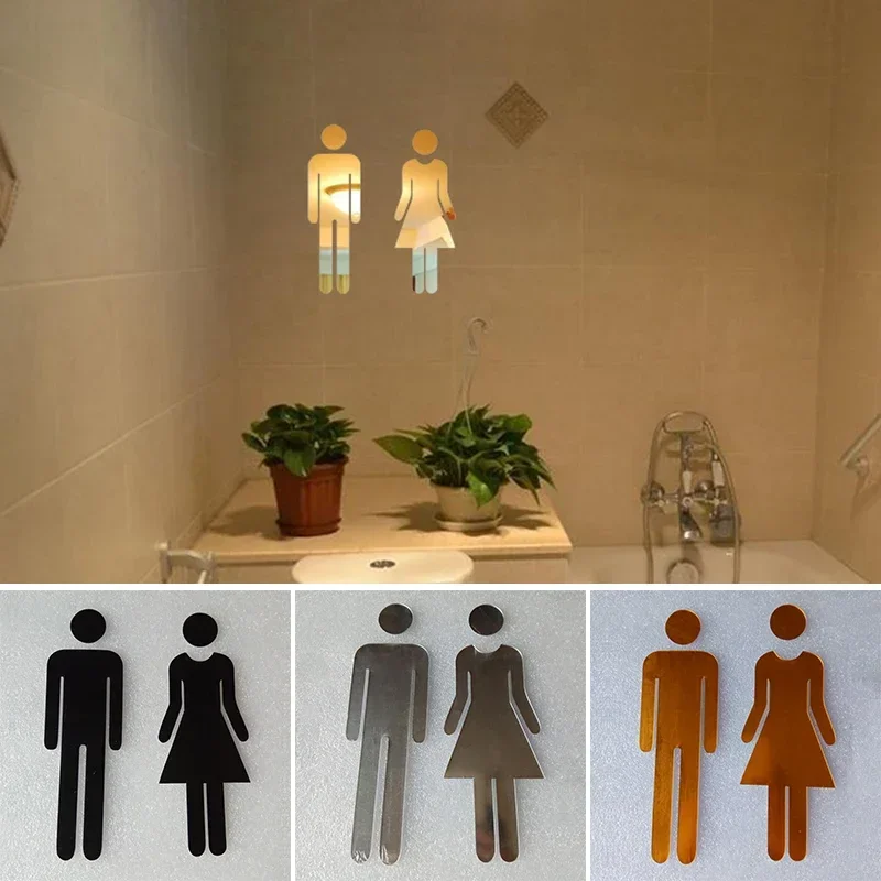 Newly MEN & WOMEN Toilet Loo Bathroom Restroom WC Door Sign Adhesive Indicator Plaque Wall Doors Decor Accessories