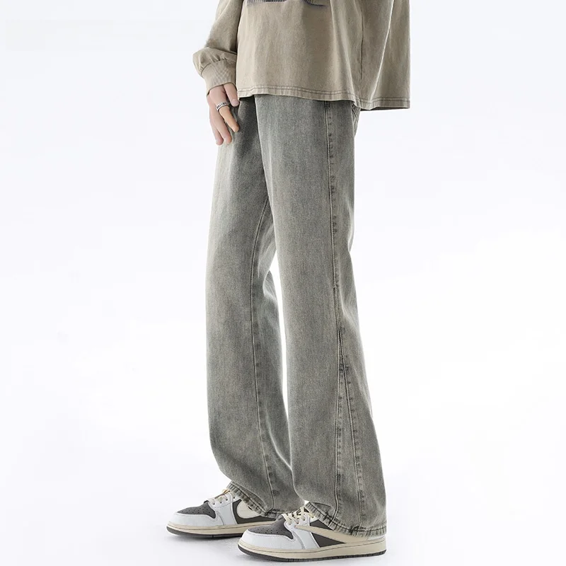 

JOKARJONNY American Retro Straight Leg Jeans Men's Autumn Trendy Wide Leg Casual Long Pants Couple's Faion Loose Fit