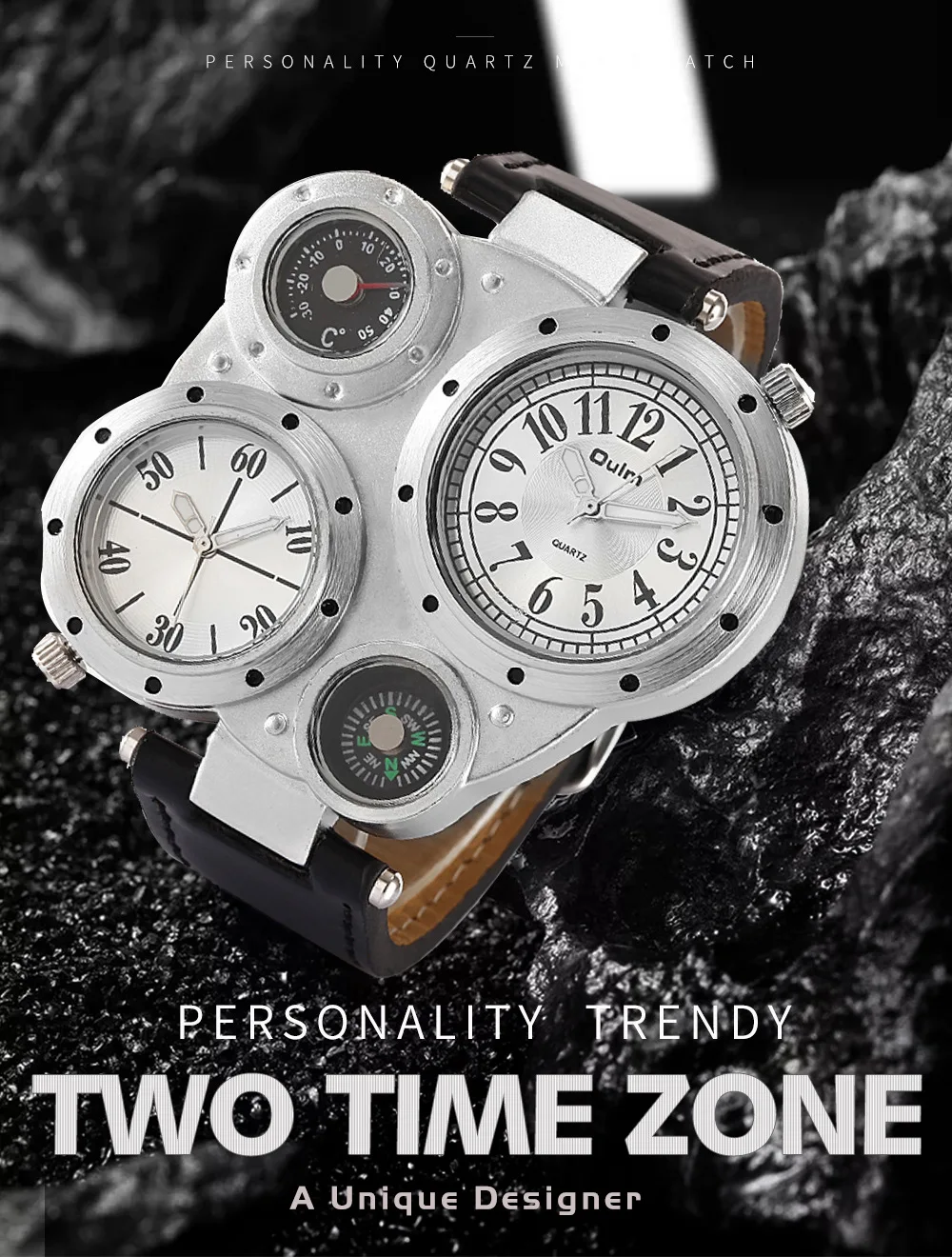 

Кварцевые модные спортивные мужские наручные часы с большим циферблатом для спортивного отдыха, двухъядерные часы