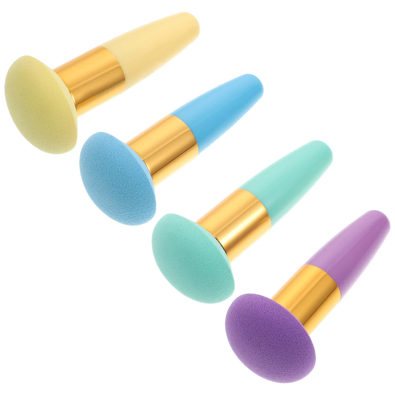 4 spugnette per trucco di alta qualità, morbide al tatto, per fondotinta viso, uso quotidiano e professionale, design con manico lungo, facili da usare