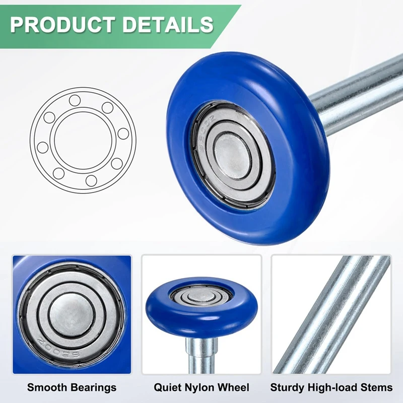 ●6Pcs Nylon Garage Door Rollers, 1.8in/46mm Quiet Garage Door Wheels, High Load 6200zz 8 Balls Sealed Bearing B