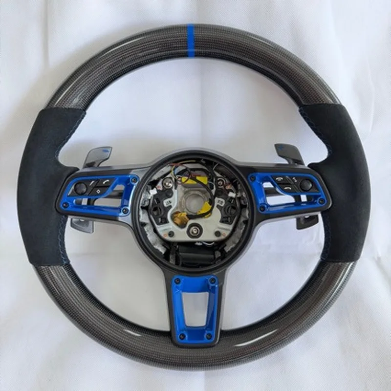 For Porsche Cayenne 15‑23 GT 4.0T 3K Plain Glossy Steering Wheel With Steering Wheel Horn Cover