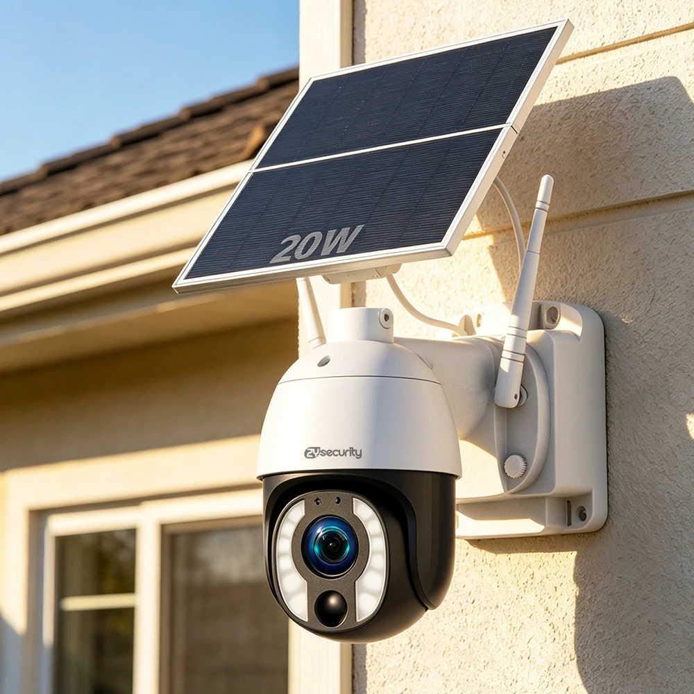 

5MP 20W Solar Security Camera WiFi /4G LTE SIM Card 10X Optical Zoom PTZ IP Camera Color Night 24/7 Recording Metal CCTV Cameras