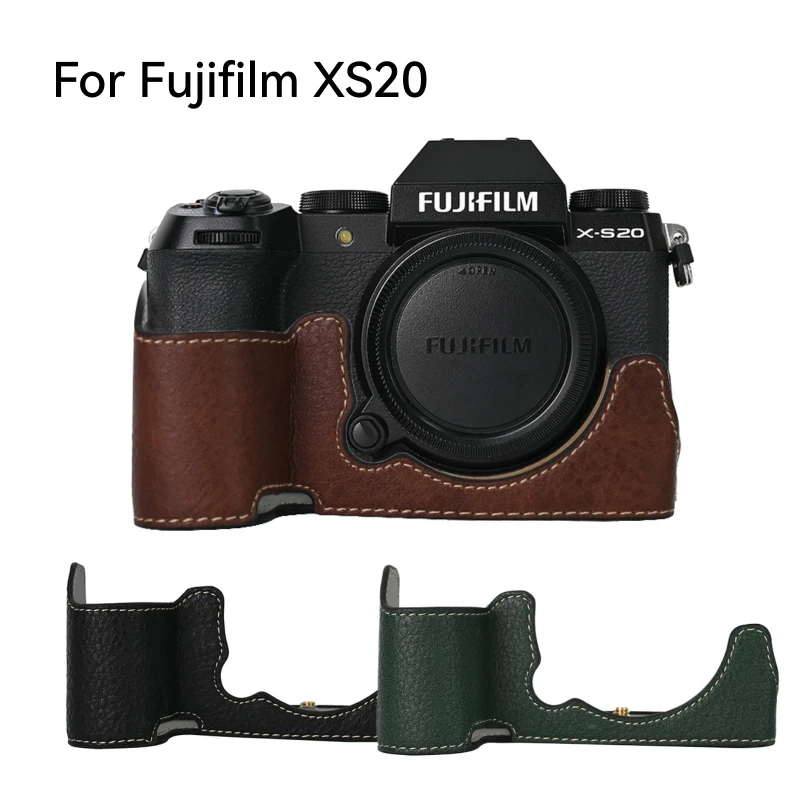 PU Leather Camera Half Body Case for Fujifilm Fuji XS20 XS10 XT30 III XT30 II XT20 XT10 XT5 Battery Opening Bottom Base Cover
