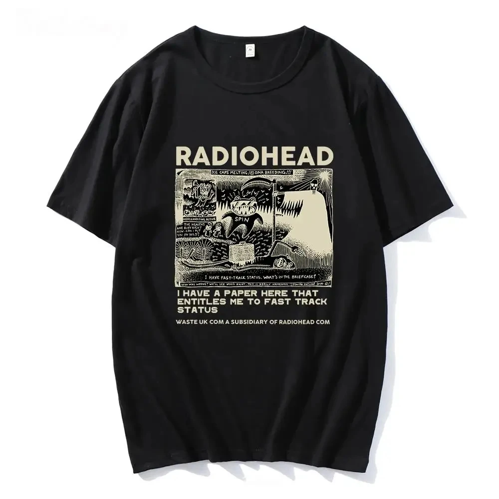 Radiohead Graphic Men Print T-Shirt Hip Hop Rock Band T Shirt Fashion Casual Crew Neck Short Sleeve Plus Size T Shirt Unisex Tee