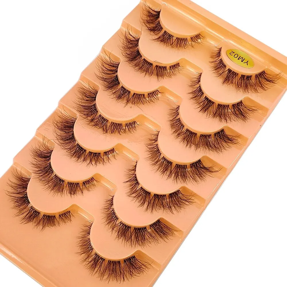 7pairs Nerz Wimpern Unsichtbare Band Wimpern Verlängerung Natürliche Falsche Wimpern Kreuz Cluster Fee 3D Faux Big Eye Lange gefälschte Wimpern