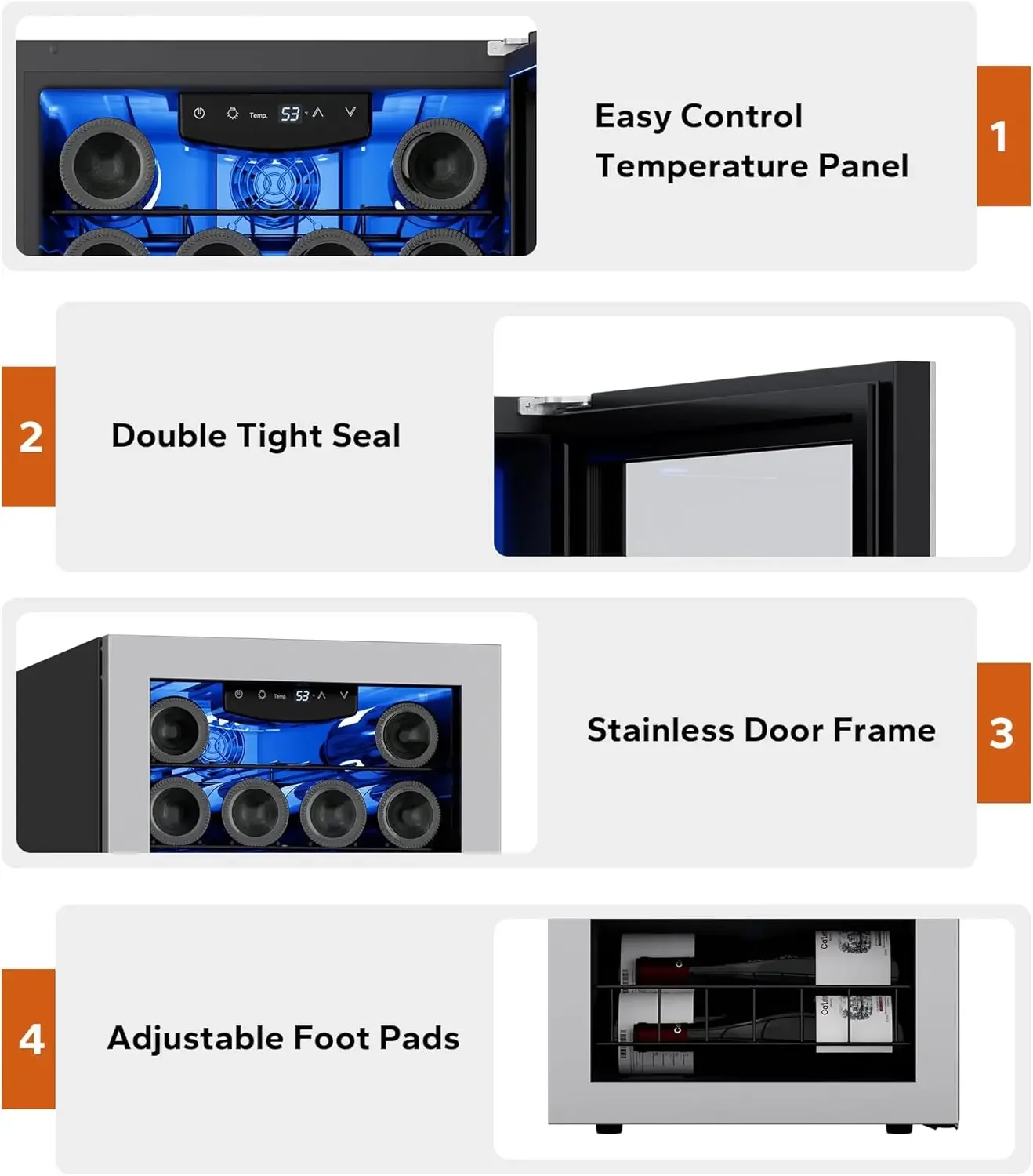 Wine Fridge, 20 Bottles Wine Cooler with Digital 38-65℉ Temper Control, Wine Cooler Refrigerator Freestanding and Unde