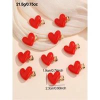 10pcs/Set Girls Valentine's Day & New Year Red Heart Hair Clips Set, Suitable For New Year Decoration And Daily Decoration - Image 5