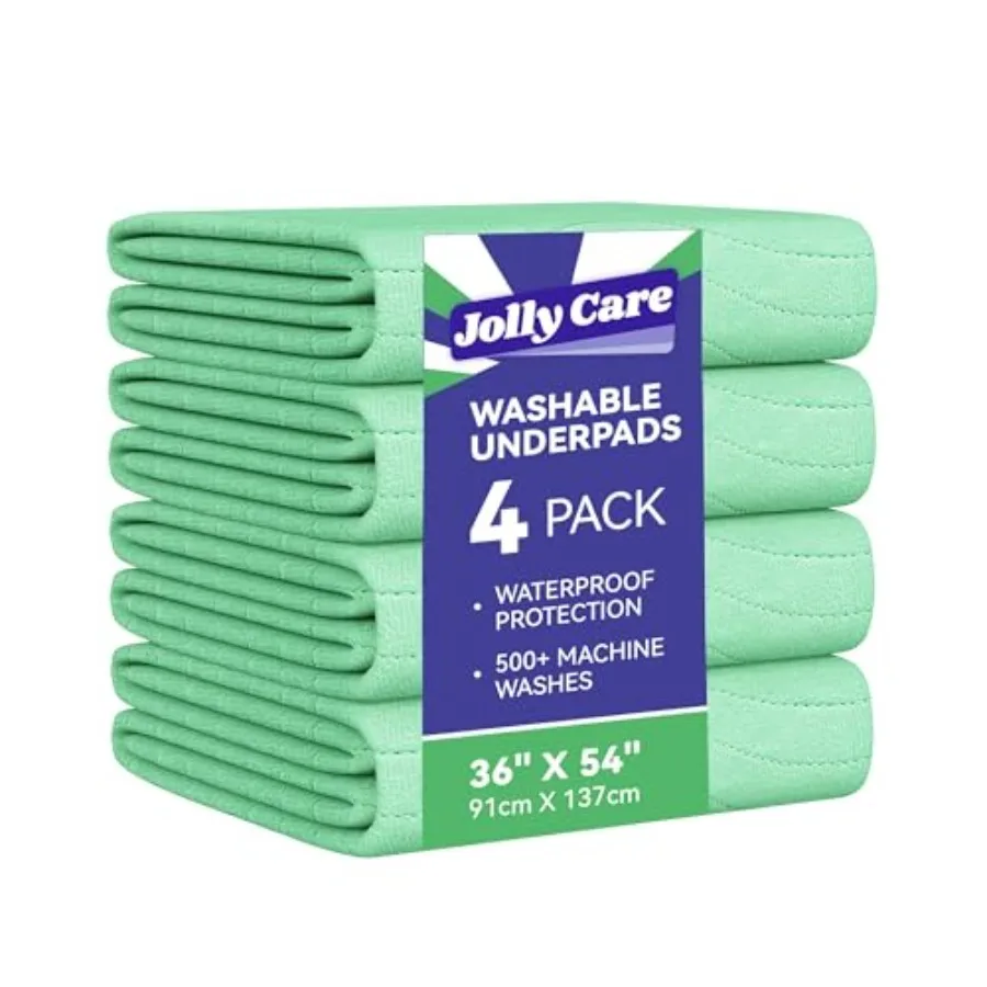 

Washable Underpads Waterproof 4 Pack 36 x54'' Heavy Absorbency Incontinence Bed Pads Bed Wetting Pads for Adults Elderly and Pe