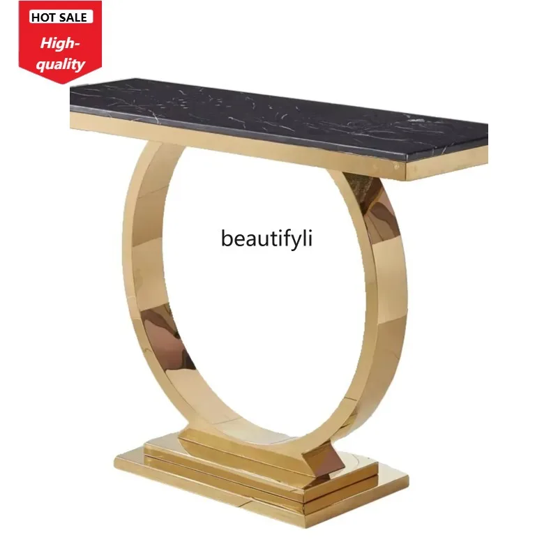 Marble Entrance Platform Modern Simple Light Luxury Stainless Steel Gold Entrance Foyer Entrance Decorative Cabinet
