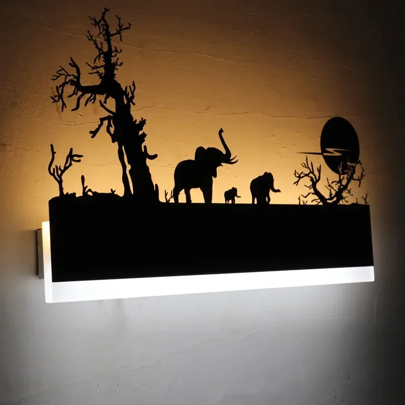 Nordic Modern LED Elephant Wall Lamp Animal Sconce Minimalist Indoor Lighting for Bedroom Living Room Fixture Floor