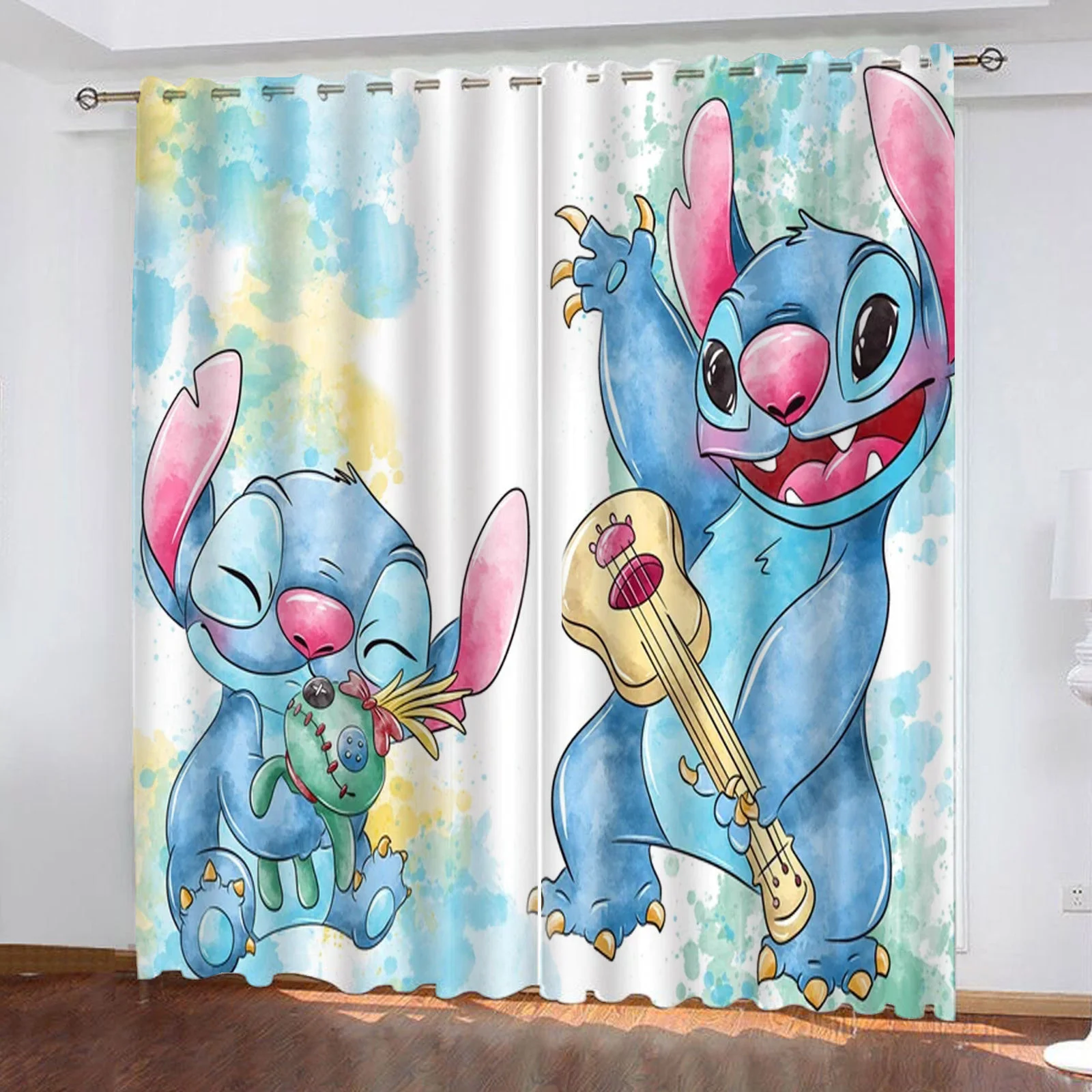 Cute Stitch Blackout Window Curtains for Kids Bedroom Living Room Bathroom Kicthen Door Home High Shading