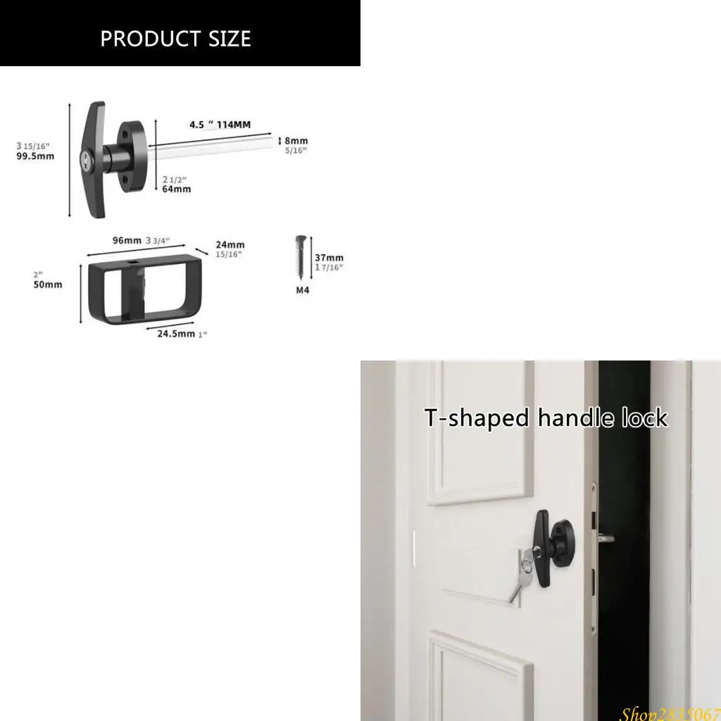 مجموعة قفل بمقبض طويل مع جذع ومفاتيح وقفل مقبض أسود شديد التحمل ومفاتيح قفل أمان للهياكل المختلفة 831F #1