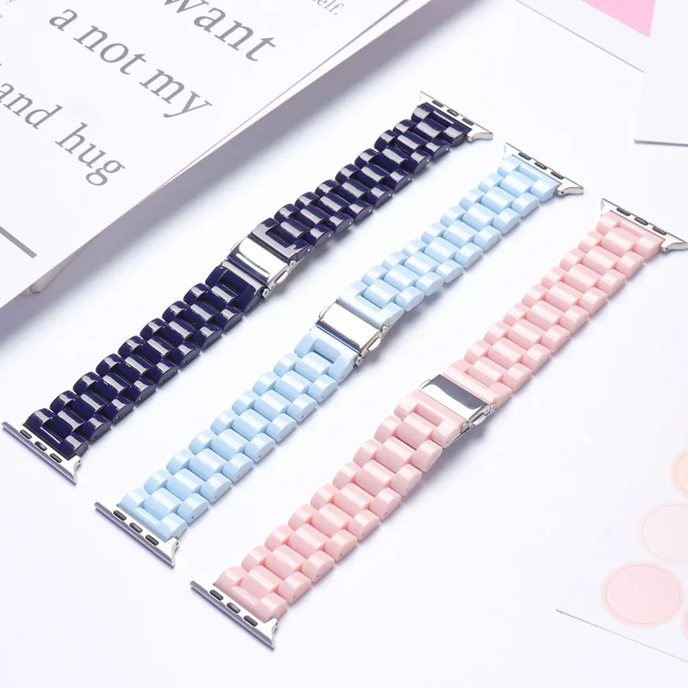 Resin Watch strap for apple watch 44mm band 42 38mm correa watch bands for iwatch series 8 7 6 SE 5 4 40mm 41mm 45mm 49mm Ultra