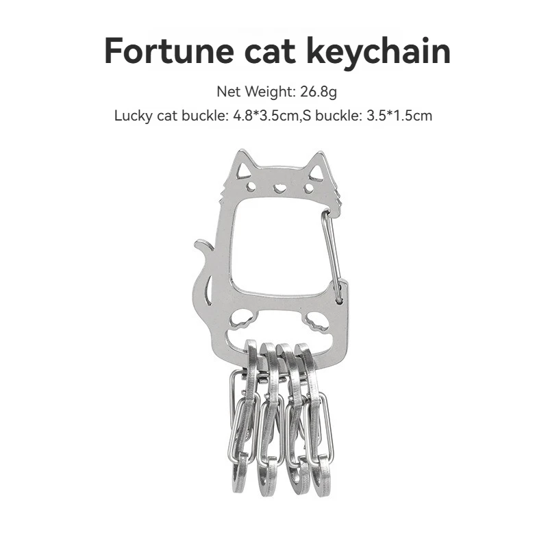 Cute Kitten Shaped Stainless Steel S-hook Portable Camping Quick Hang Hook Outdoor Backpack Keychain Hardware Accessories