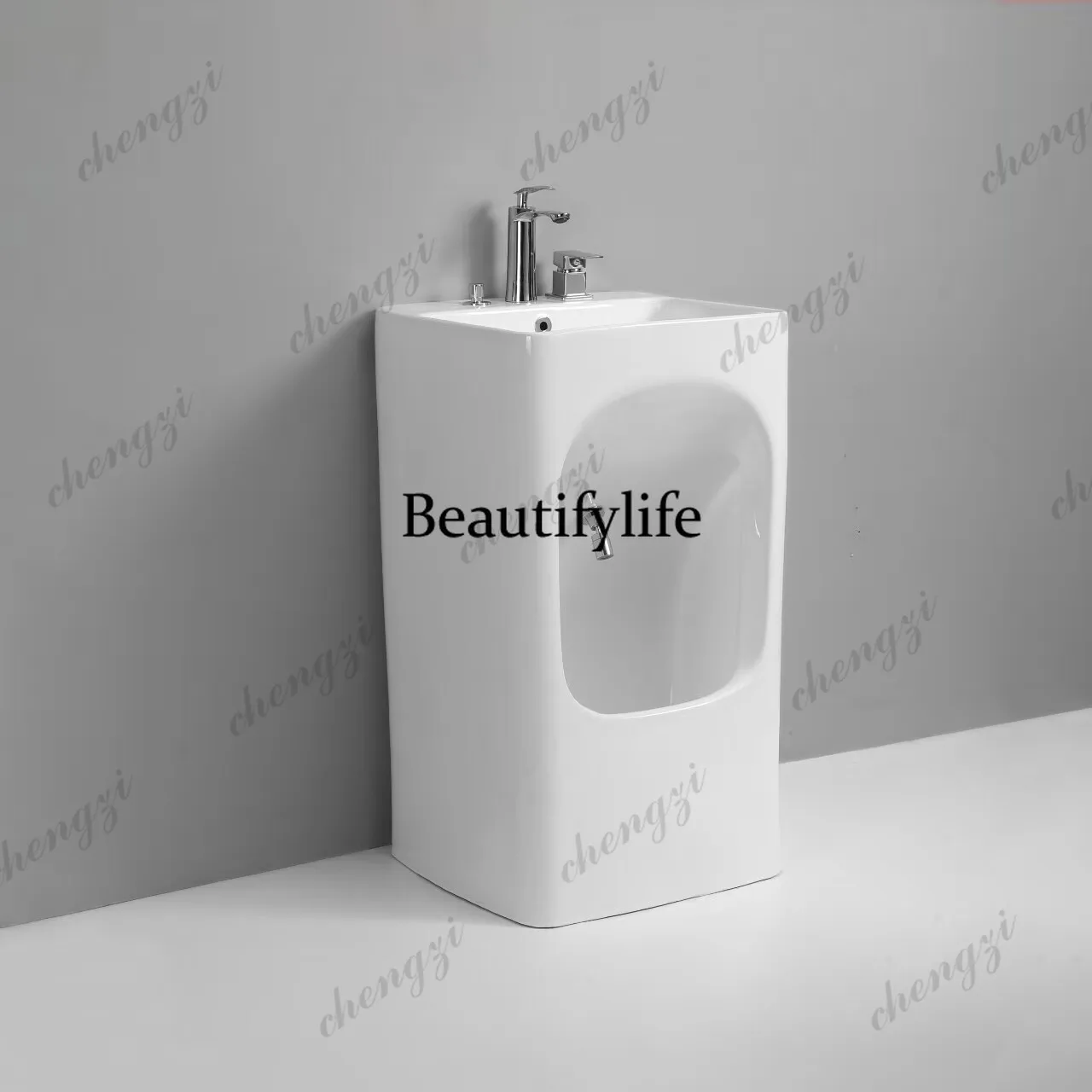 Floor, column, integrated ceramic, washbasin, mop pool, two-in-one small apartment washbasin