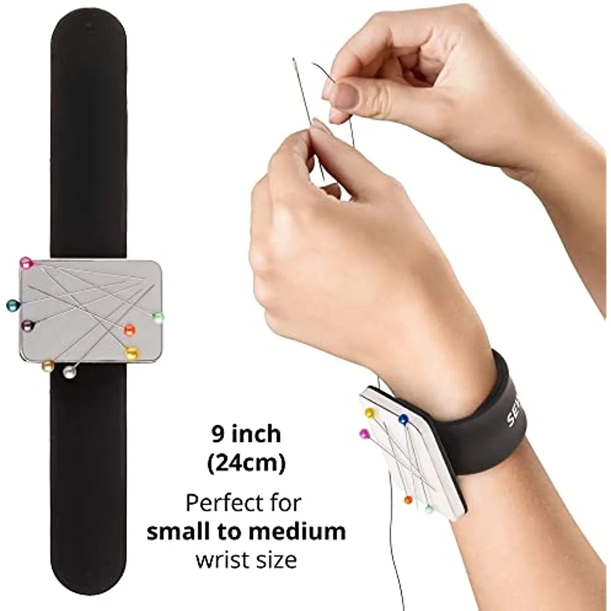 3 Colors Sewing Pincushion Wrist Hand Magnetic Needle Pad Safety Pin Cushion Storage Apparel Pin Holder Sewing Supplies
