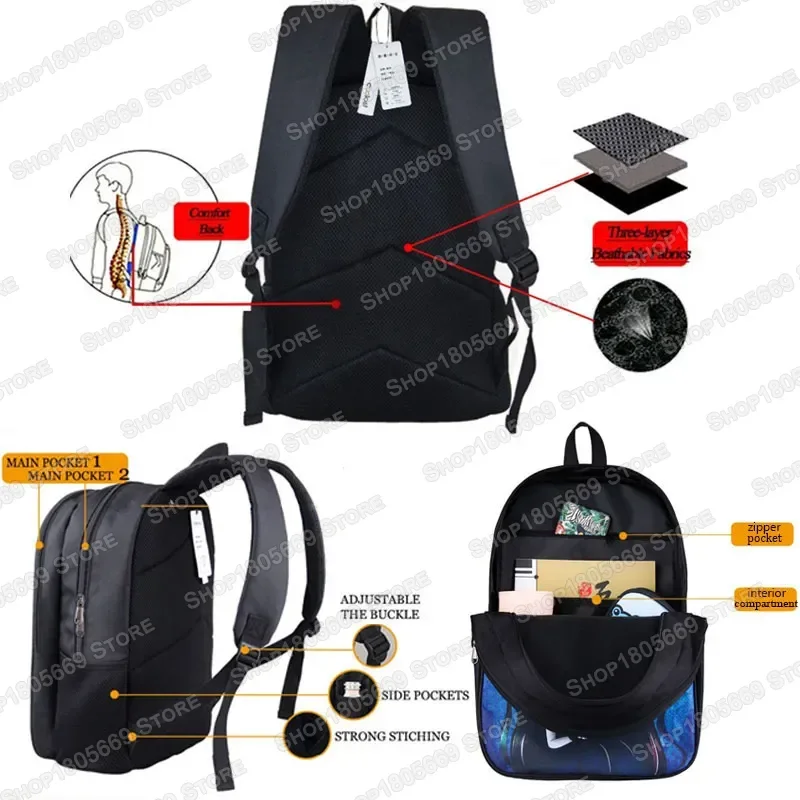 Cute Black Cat in Van Gogh Painting Backpacks for Teenager The Starry Night Kids School Bags Women Rucksack Laptop Bag Bookbags