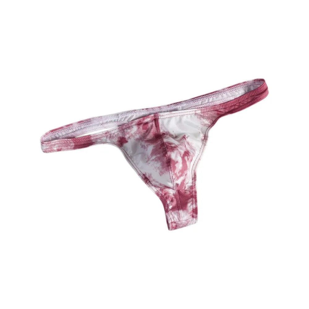 Simple Large Size Men Thongs Mini T-back Seamless Male Briefs Gradient Color Leopard Print Dyeing Pattern Underpants Men