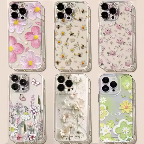 Daisy Flowers Phone Case For Samsung Galaxy A04 A04E A03S A10 A11 A20S A31 A22 A21S A7 A51 A71 M54 M23 Floral Soft Clear Cover