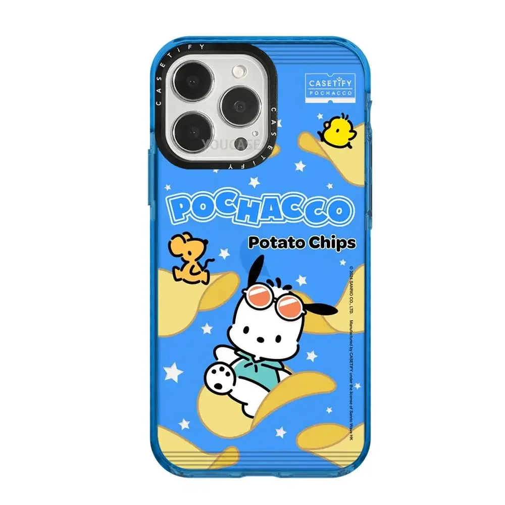 Sanrio Cartoon Pochacco Potato Chips Phone Case All-Inclusive Painted Soft Protection Case for iPhone 11 12 13 14 15 ProMax X XS