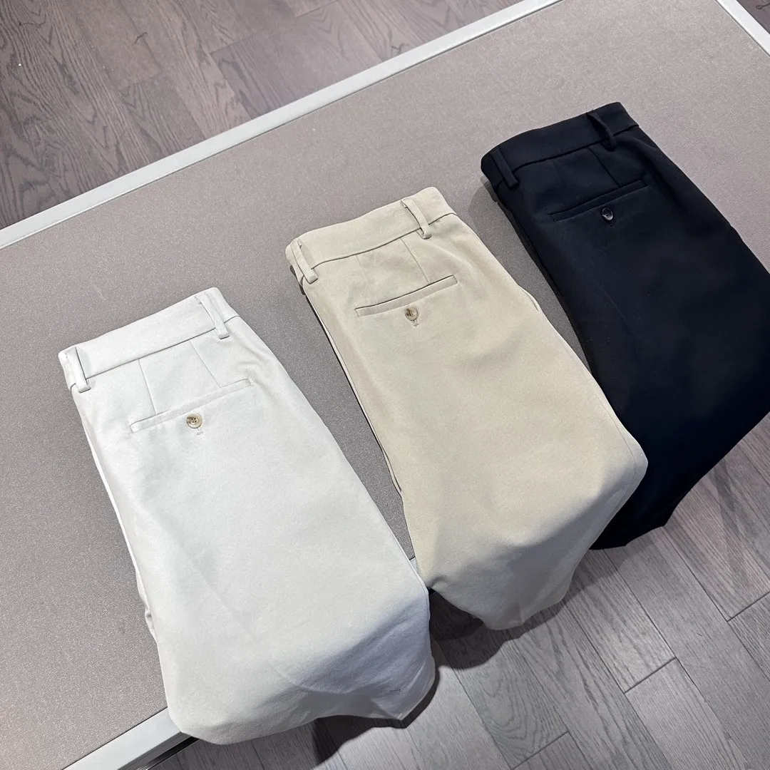 ธุรกิจฤดูร้อน 25 ของผู้ชายสไตล์วินเทจสไตล์อิตาลี BC เรียบง่ายและหลากหลายกางเกงลําลองขาตรง