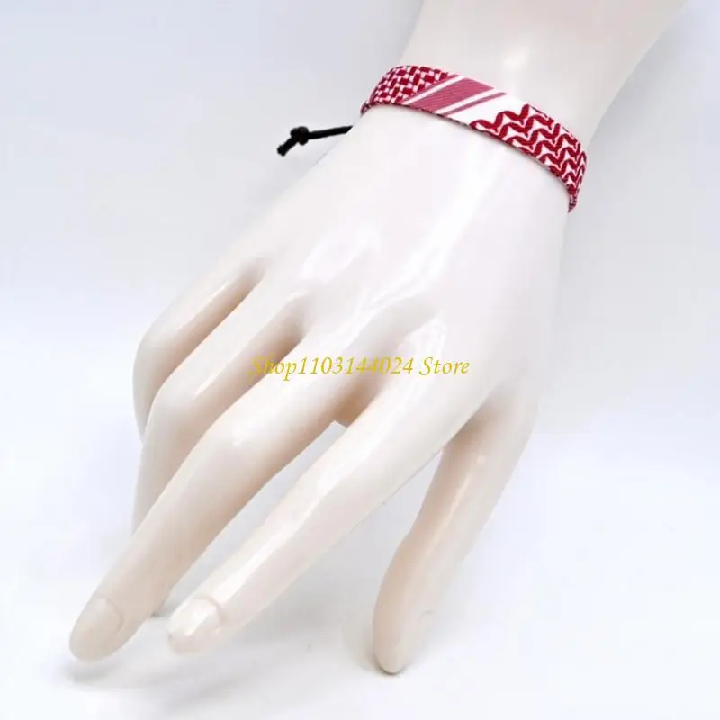 N5KE Middle Eastern Bracelet for Collectors Adjustable Handchain Cotton Thread Bangle